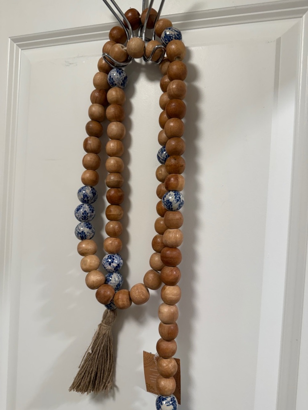 Wood Beaded Garland Tassel Home Decor Accent